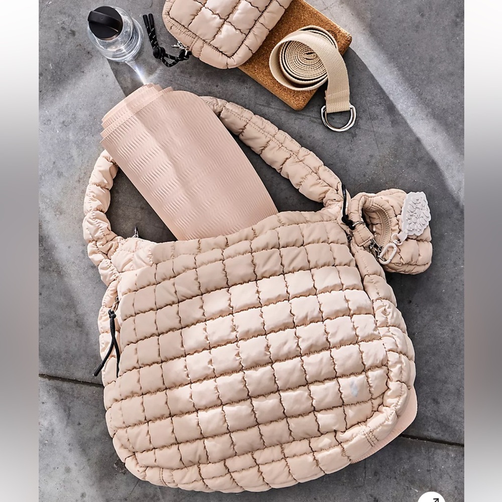 Free People movement purse bag quilted carryall puffer brown fall boho big